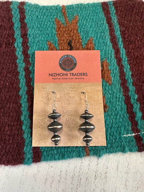 Navajo Pearl Sterling Silver Hand Made Dangle Earrings