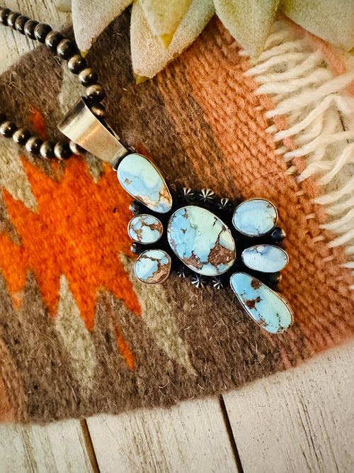 Navajo Golden Hills Turquoise & Sterling Silver Pendant by Paul Livingston