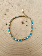 “The Golden Collection” Free Spirit Sparkle Handmade Turquoise & CZ 14k Gold Plated Tennis Bracelet