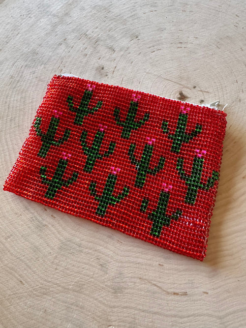 Handmade Beaded Saguaro Cactus Coin Purse