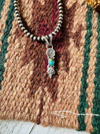 Navajo Sterling Silver & Turquoise Flower Pendant