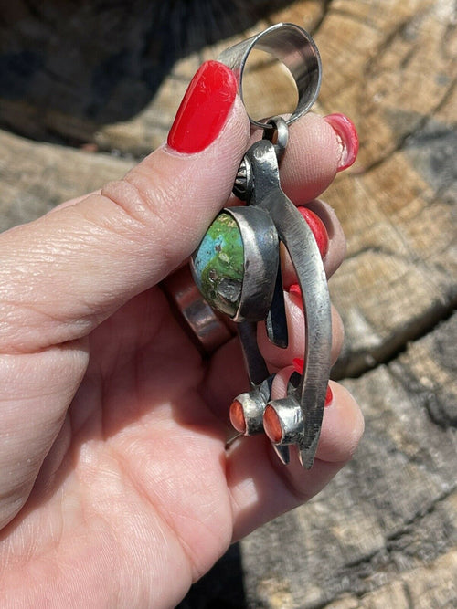 Navajo Sterling Silver Sonoran Mountain Turquoise Spiny Naja Pendant