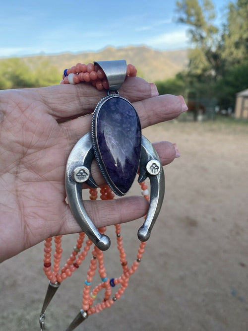 Navajo Sterling Silver, Charoite  Naja By Chimney Butte