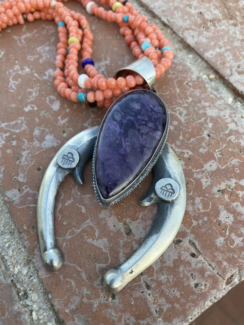 Navajo Sterling Silver, Charoite  Naja By Chimney Butte