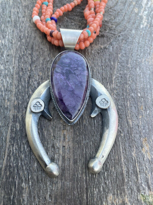 Navajo Sterling Silver, Charoite  Naja By Chimney Butte