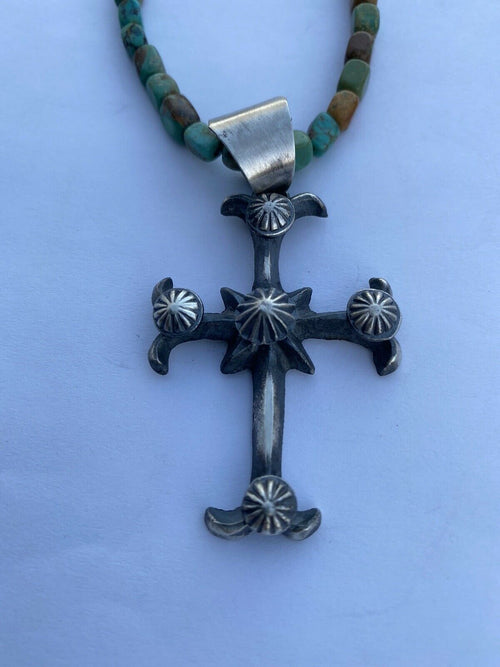 Navajo Chimney Butte Sterling Silver & Cross Pendant