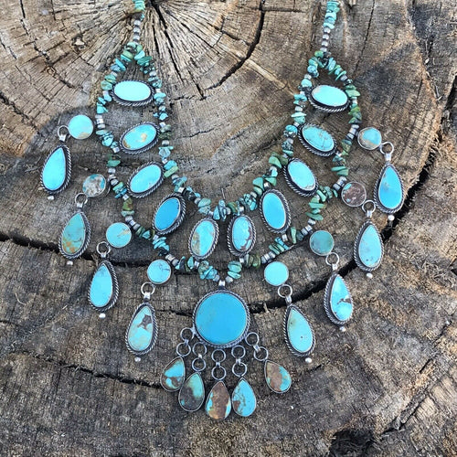 Shawn Cayatenito Multi Turquoise Sterling Silver Chandelier Necklace