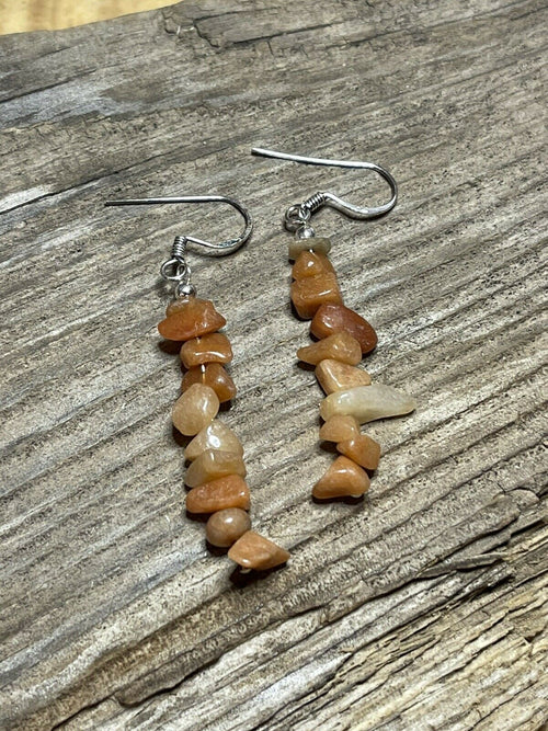 Navajo Sterling Silver Cream Quartz Chip Dangle Earrings