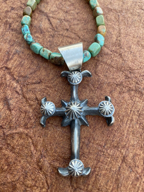 Navajo Chimney Butte Sterling Silver & Cross Pendant