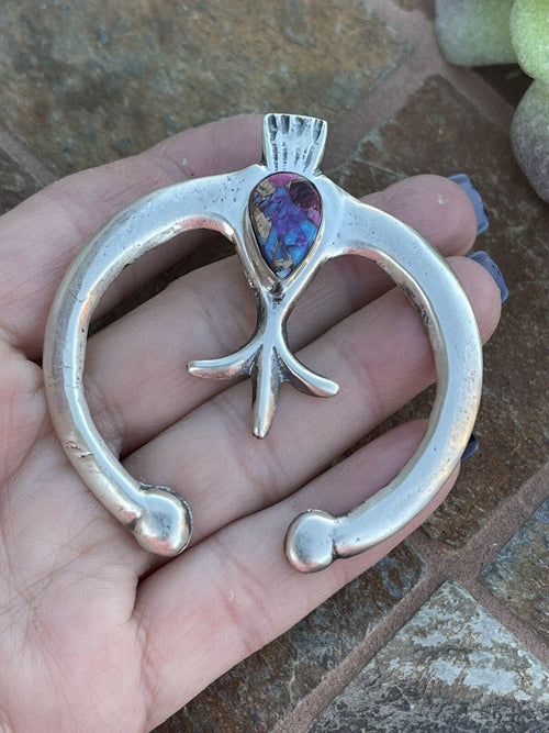 Navajo Handmade Sterling Silver  Pink Dream Mojave Naja Pendant