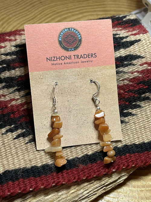 Navajo Sterling Silver Cream Quartz Chip Dangle Earrings