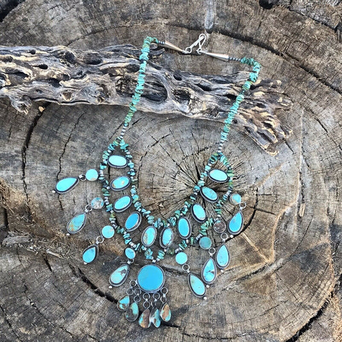 Shawn Cayatenito Multi Turquoise Sterling Silver Chandelier Necklace