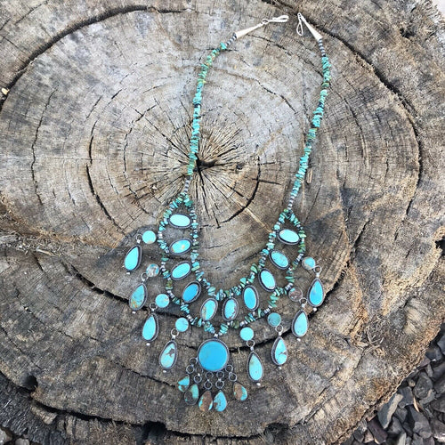 Shawn Cayatenito Multi Turquoise Sterling Silver Chandelier Necklace