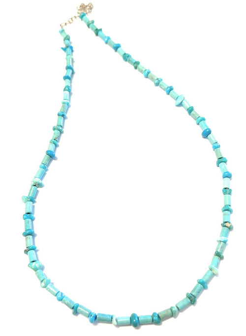 Navajo Natural Turquoise & Sterling Silver 16 Inch Beaded Necklace