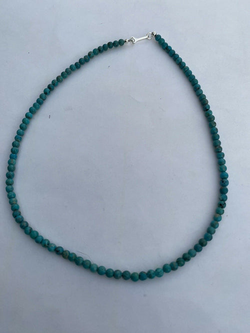 Navajo Royston Green Turquoise & Sterling Silver 17 Inch Necklace