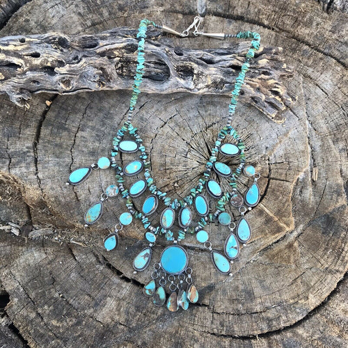 Shawn Cayatenito Multi Turquoise Sterling Silver Chandelier Necklace