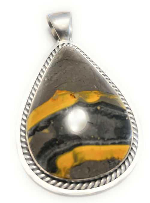 Navajo Bumble Bee Jasper & Sterling Silver Pendant Signed