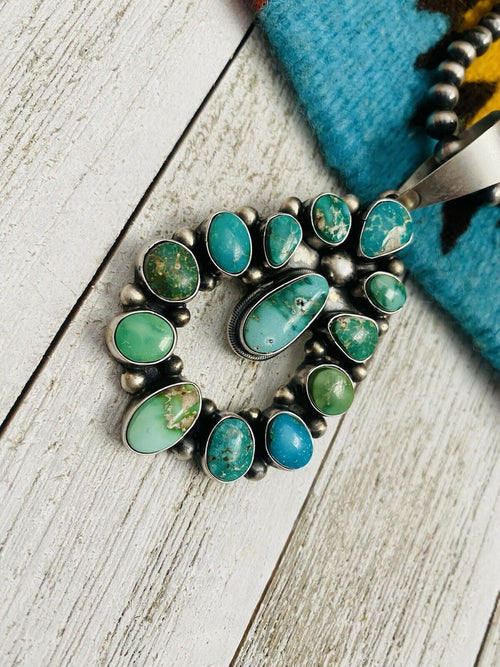 Navajo Sterling Silver & Sonoran Mountain Turquoise Pendant By Kathleen Chavez