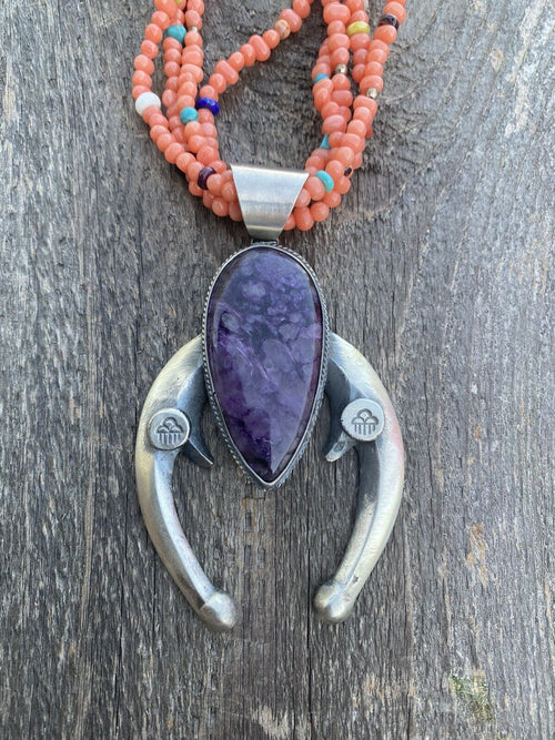 Navajo Sterling Silver, Charoite  Naja By Chimney Butte