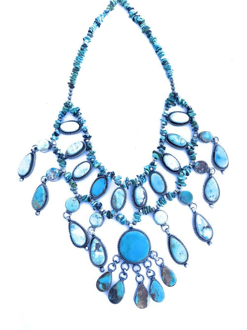 Shawn Cayatenito Multi Turquoise Sterling Silver Chandelier Necklace