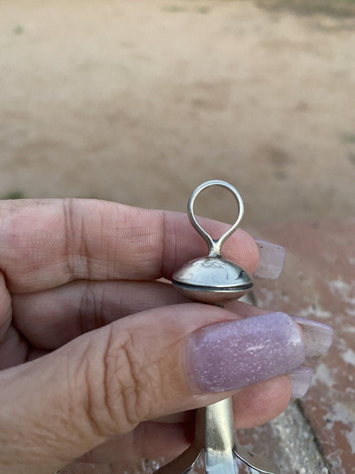 Navajo Handmade Sterling Silver Navajo Liberty Dime Blossom Pendant