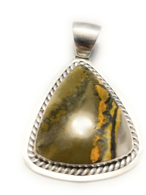 Navajo Bumble Bee Jasper & Sterling Silver Pendant Signed