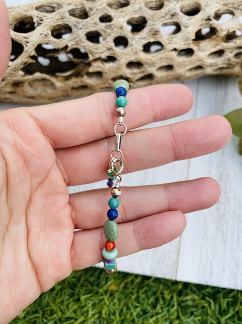 Navajo Multi Stone & Sterling Silver Beaded Bracelet