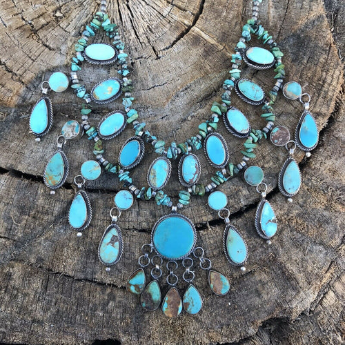 Shawn Cayatenito Multi Turquoise Sterling Silver Chandelier Necklace