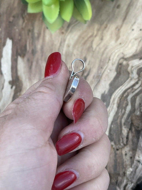 Zuni Iridescent Red Candy Cane Opal & Sterling Silver Heart Pendant