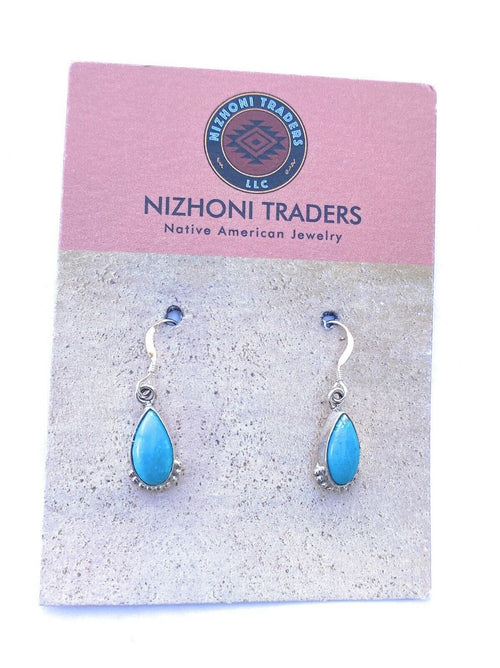 Navajo Sterling Silver & Turquoise Dangle Earrings Signed