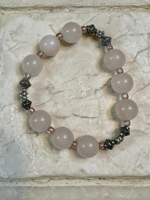 Handmade light Pink Rose Quartz Bracelet