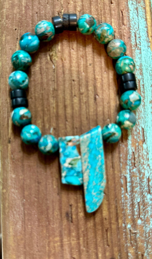 Handmade Chrysocolla Beaded Bracelet ￼