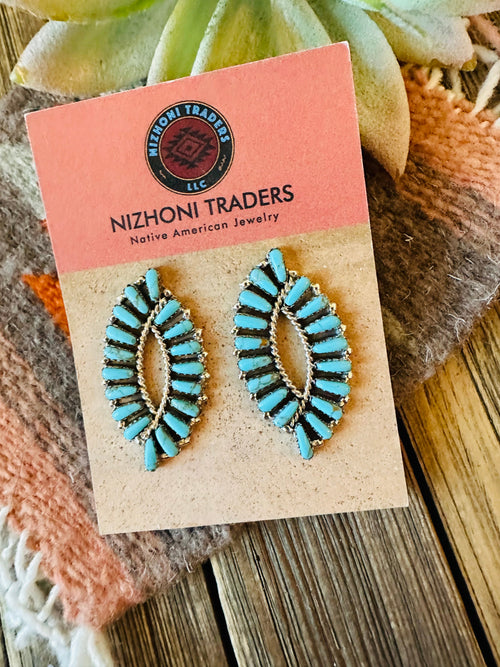 Navajo Sterling Silver & Turquoise Fishtail Post Earrings