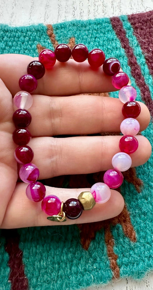 Handmade Beaded Pink Stretch Bracelet