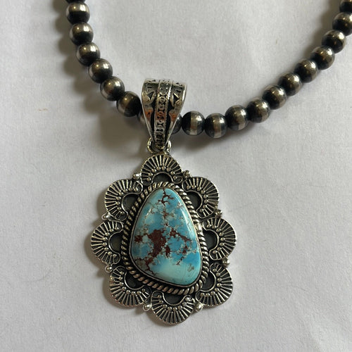 Nizhoni Handmade Sterling Silver & Golden Hills Turquoise Pendant