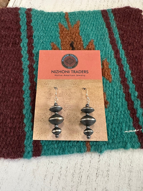 Navajo Pearl Sterling Silver Hand Made Dangle Earrings