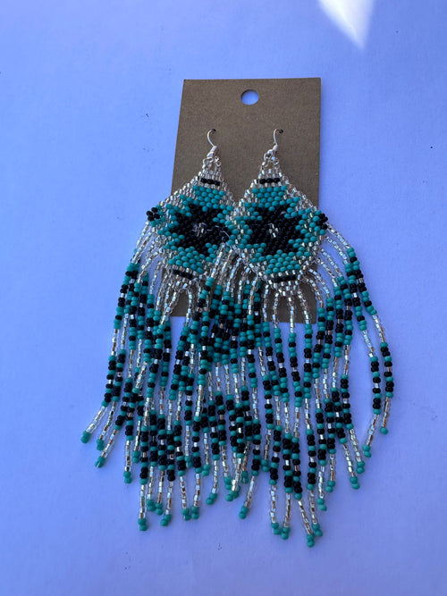 Handmade Sterling Silver Beaded Dangle Earrings