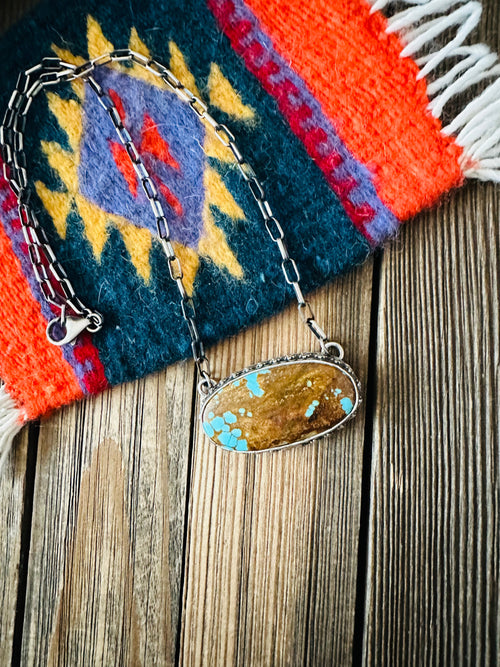 Navajo Sterling Silver & Number 8 Turquoise Necklace