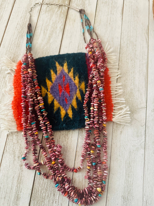 Navajo Spiny, Turquoise, & Heishi Five Strand Beaded Necklace