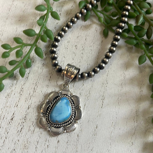 Nizhoni Handmade Sterling Silver & Golden Hills Turquoise Pendant