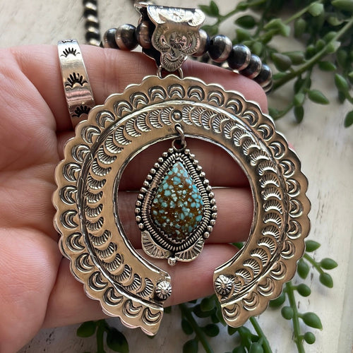 “The Statement Pendant” Handmade & Number 8 Turquoise Naja Pendant