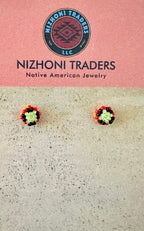 Navajo Handmade Beaded Stud Earrings- yellow