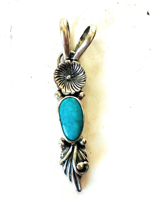 Navajo Sterling Silver & Turquoise Flower Pendant