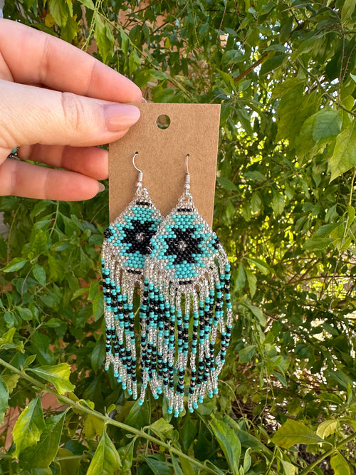 Handmade Sterling Silver Beaded Dangle Earrings