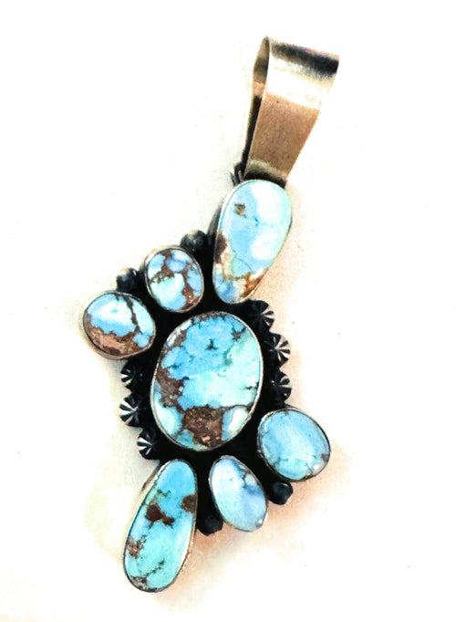 Navajo Golden Hills Turquoise & Sterling Silver Pendant by Paul Livingston