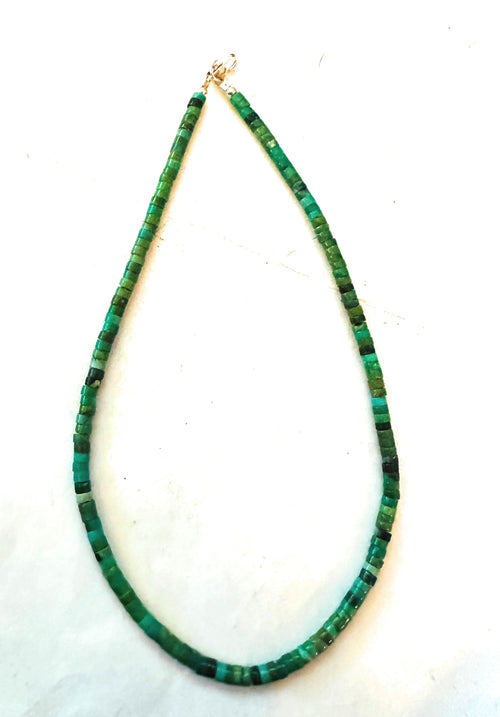 Navajo Turquoise and Sterling Silver Beaded Necklace 14”