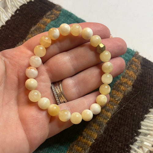 Handmade Recycled Glass Beaded Stretch Bracelet CALCITE