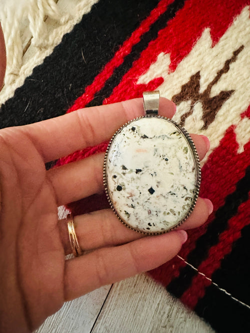 Navajo Sterling Silver & White Buffalo Pendant