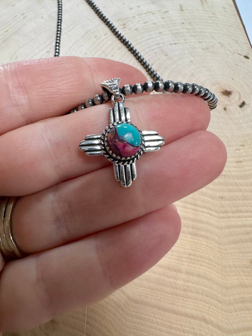 Handmade Mojave & Sterling Silver Cross Pendant