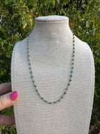 “The Golden Collection” Az Sunrise Handmade Turquoise Beaded 14k Gold Necklace GREEN TONES